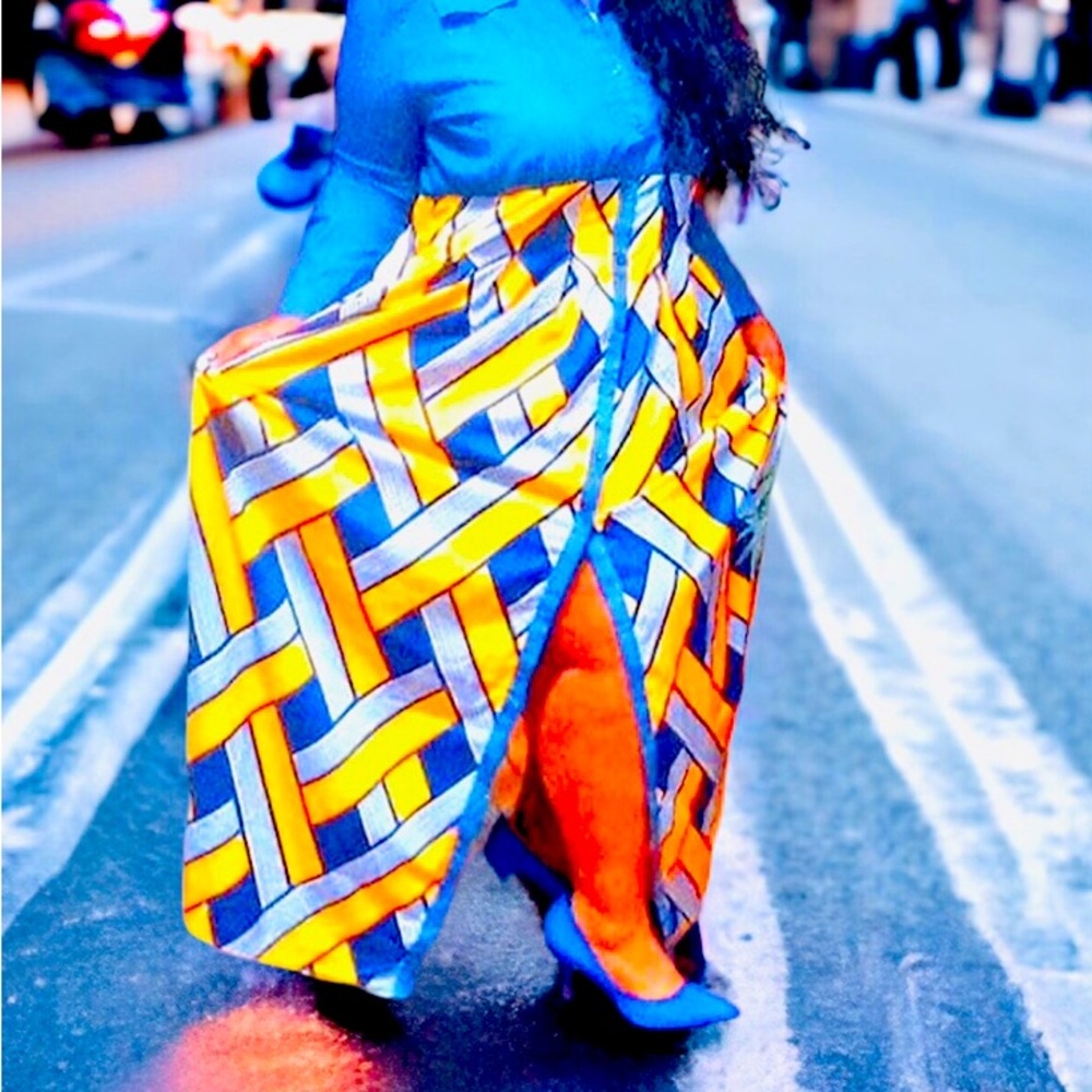 Multicolor Denim Maxi Dress